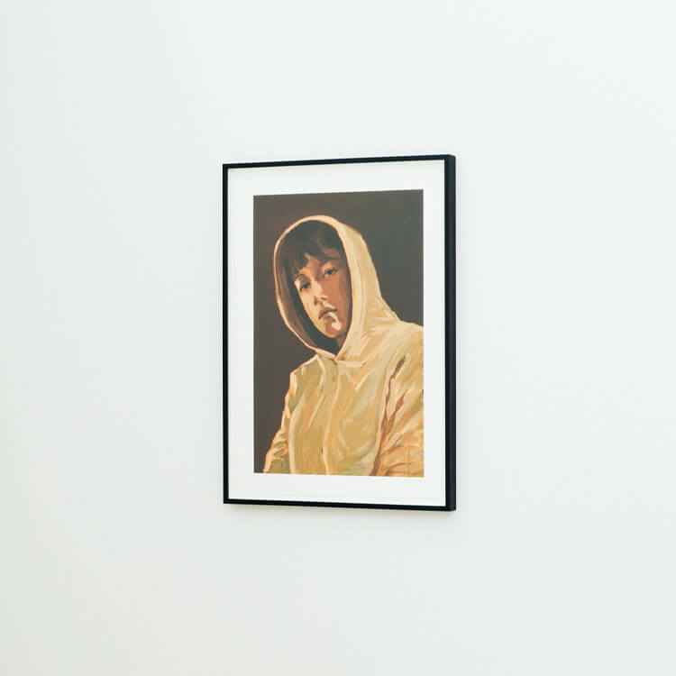 画家 クレア・タブレ《Self‒Portrait with a Hood（Pink）》