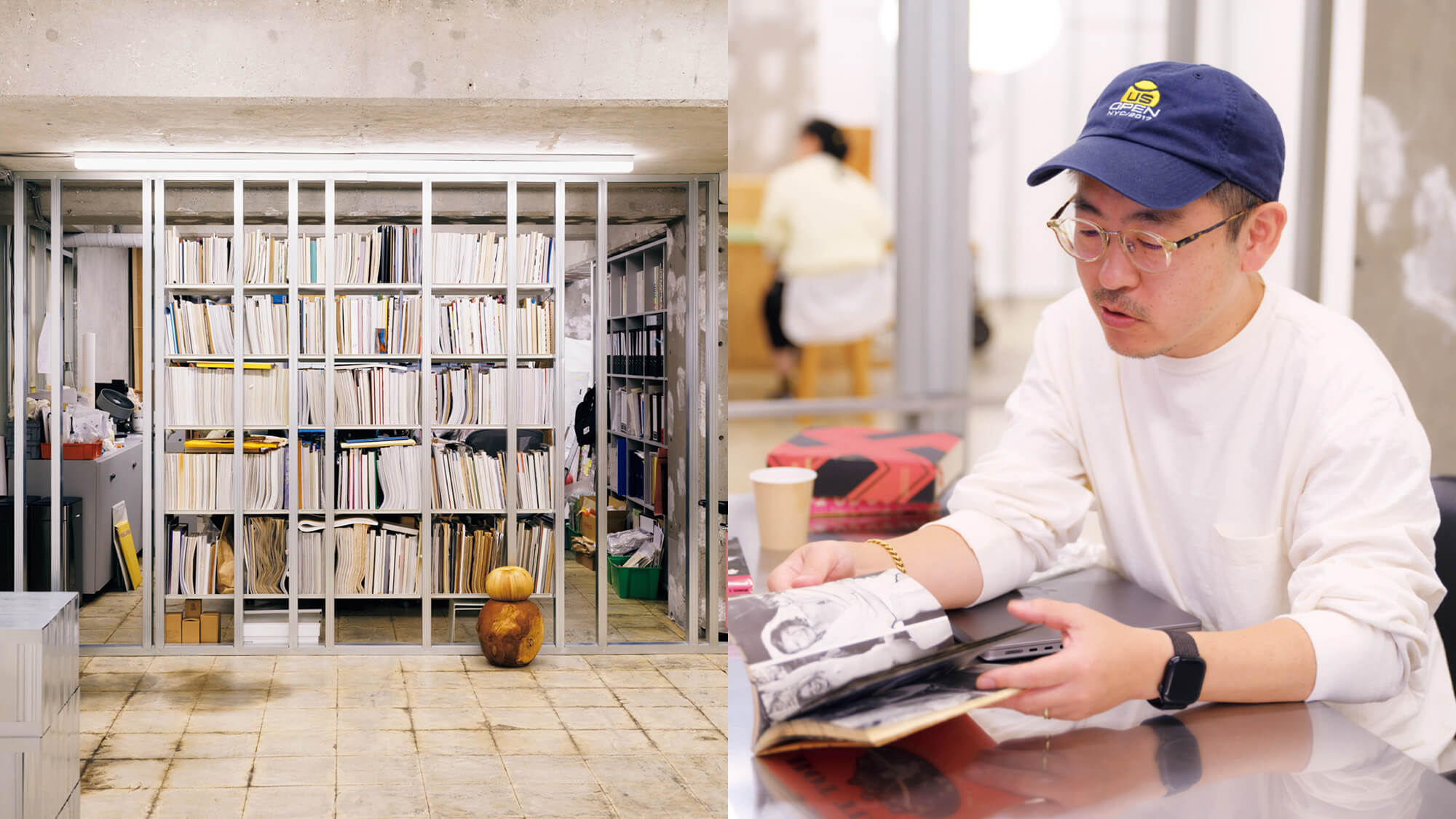 ギャラリーとオフィスを緩やかに仕切る。アートディレクター・前田晃伸