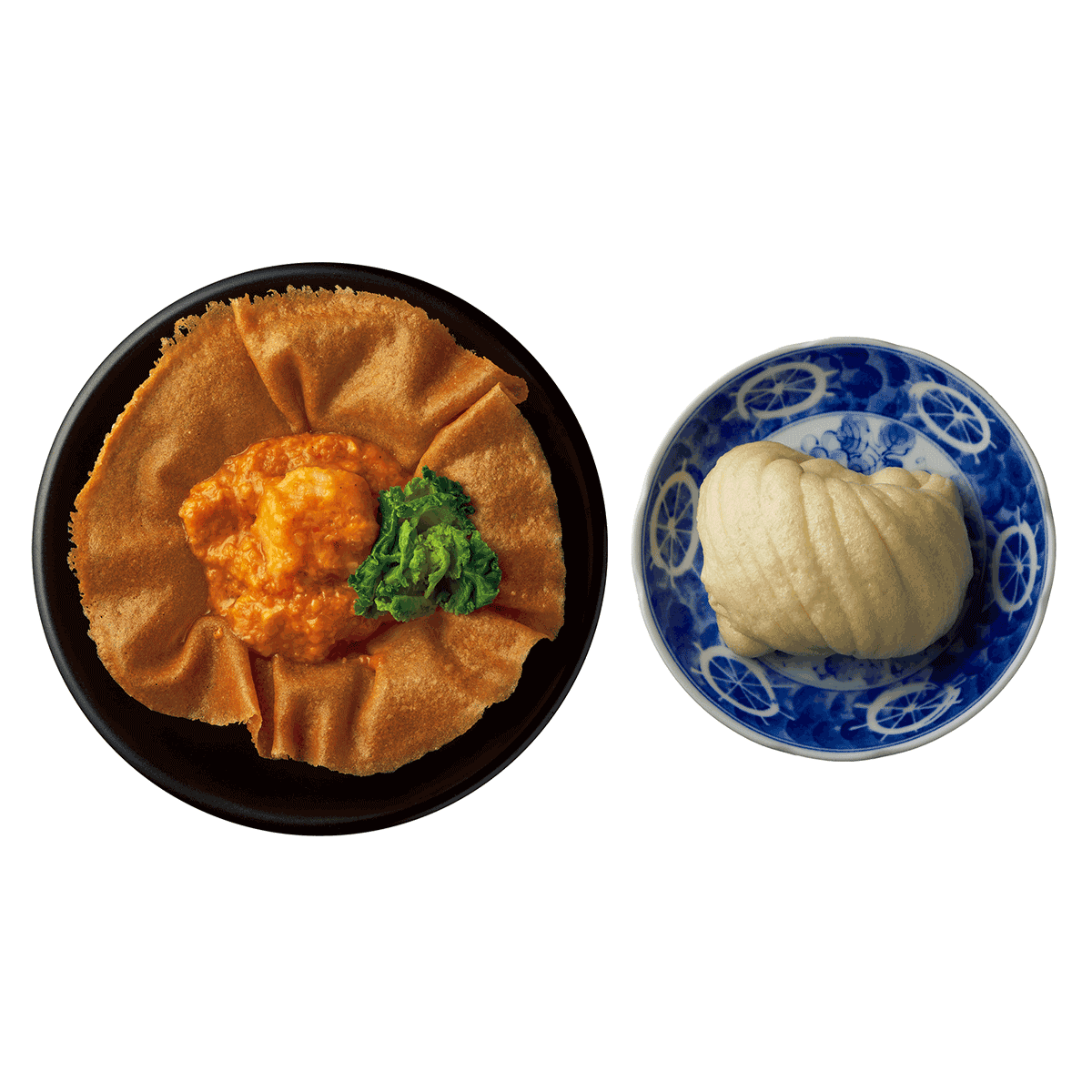 エビチリ 花巻添え