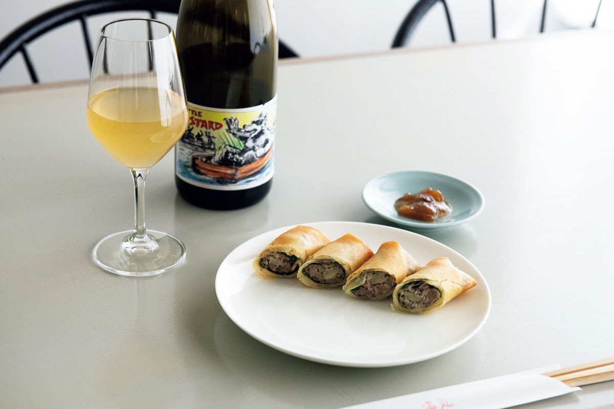 鰯の春巻き 梅ジャムとワイン