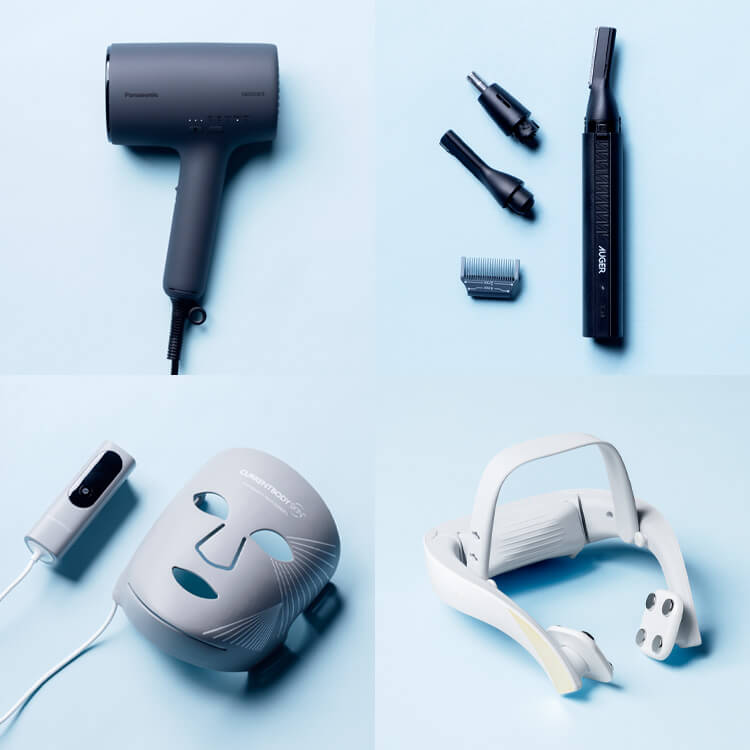 〈パナソニック〉ヘアードライヤー ナノケア、〈カレントボディ〉CurrentBody Skin LEDマルチライトマスク、〈オーガー〉AUGER 電動フェイス＆ノーズトリマー、〈エフェクティム〉クイック フェイシャル トレーナー