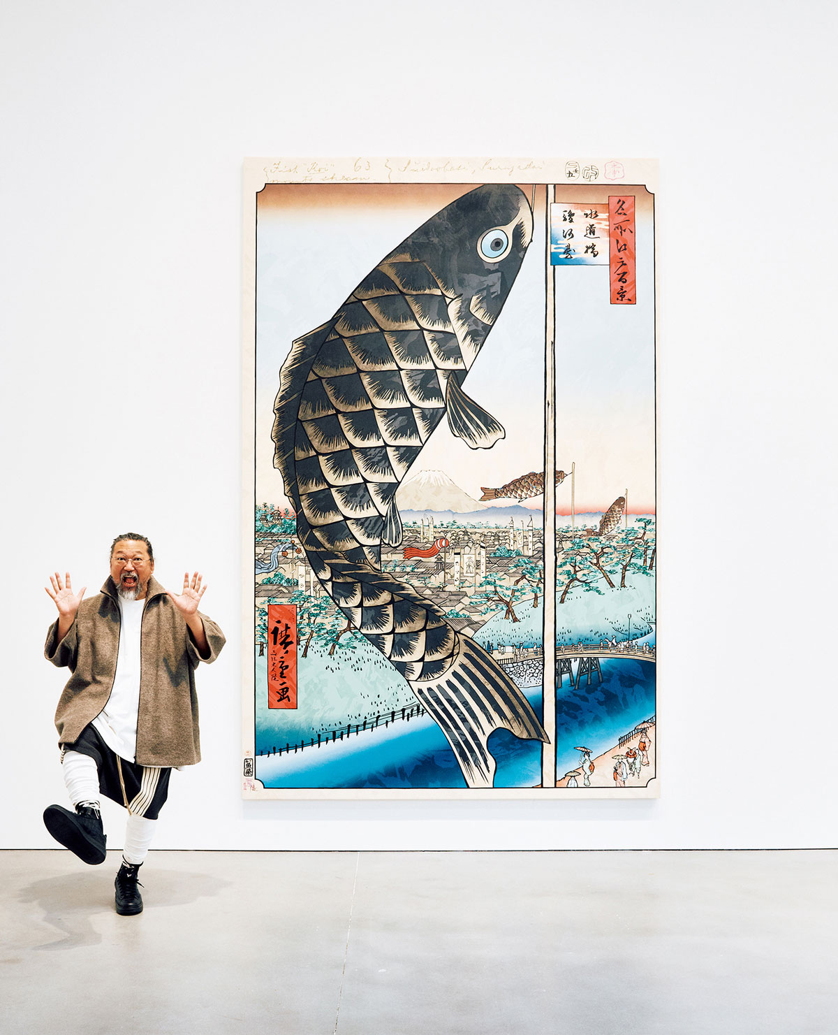 村上隆による歌川広重『名所江戸百景』オマージュの浮世絵作品