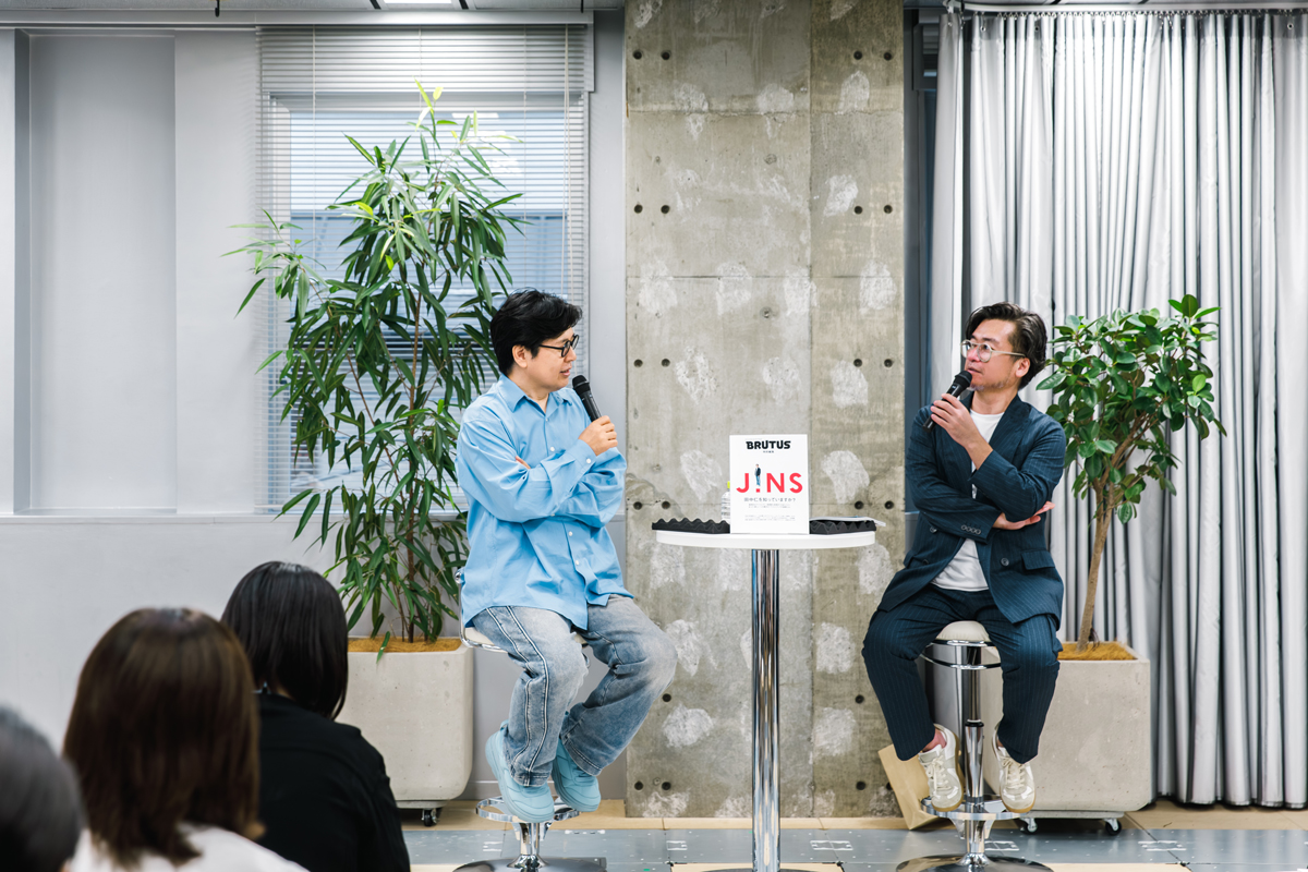 JINSのCEO・田中仁さんとBRUTUS編集長の田島朗