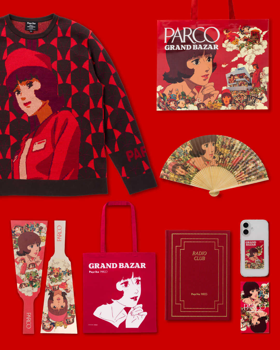 『パプリカ』コラボの「ポチ袋入りPARCO商品券」「ニット」「羽子板セット」「コットントートバッグ」「夢日記帳」など