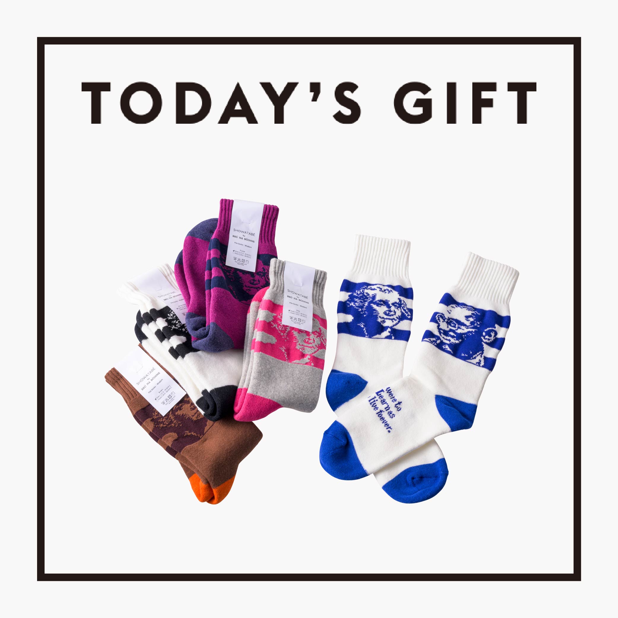 【今日のギフト】偉人の言葉を履く。〈SHOWATABÉ by BRÚNA BÓINNE〉の靴下