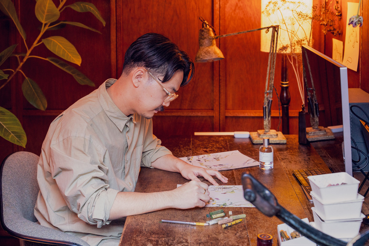 イラストを描く三宅瑠人