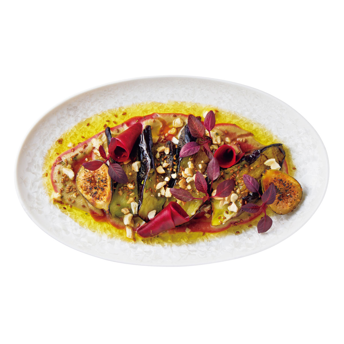 薪火焼き茄子と無花果のババガヌーシュ