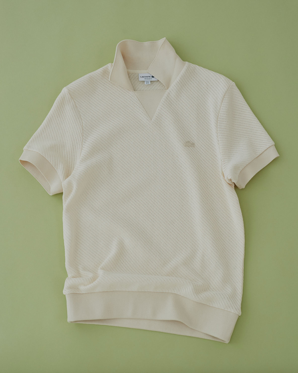 ラコステのレースコットンポロシャツ