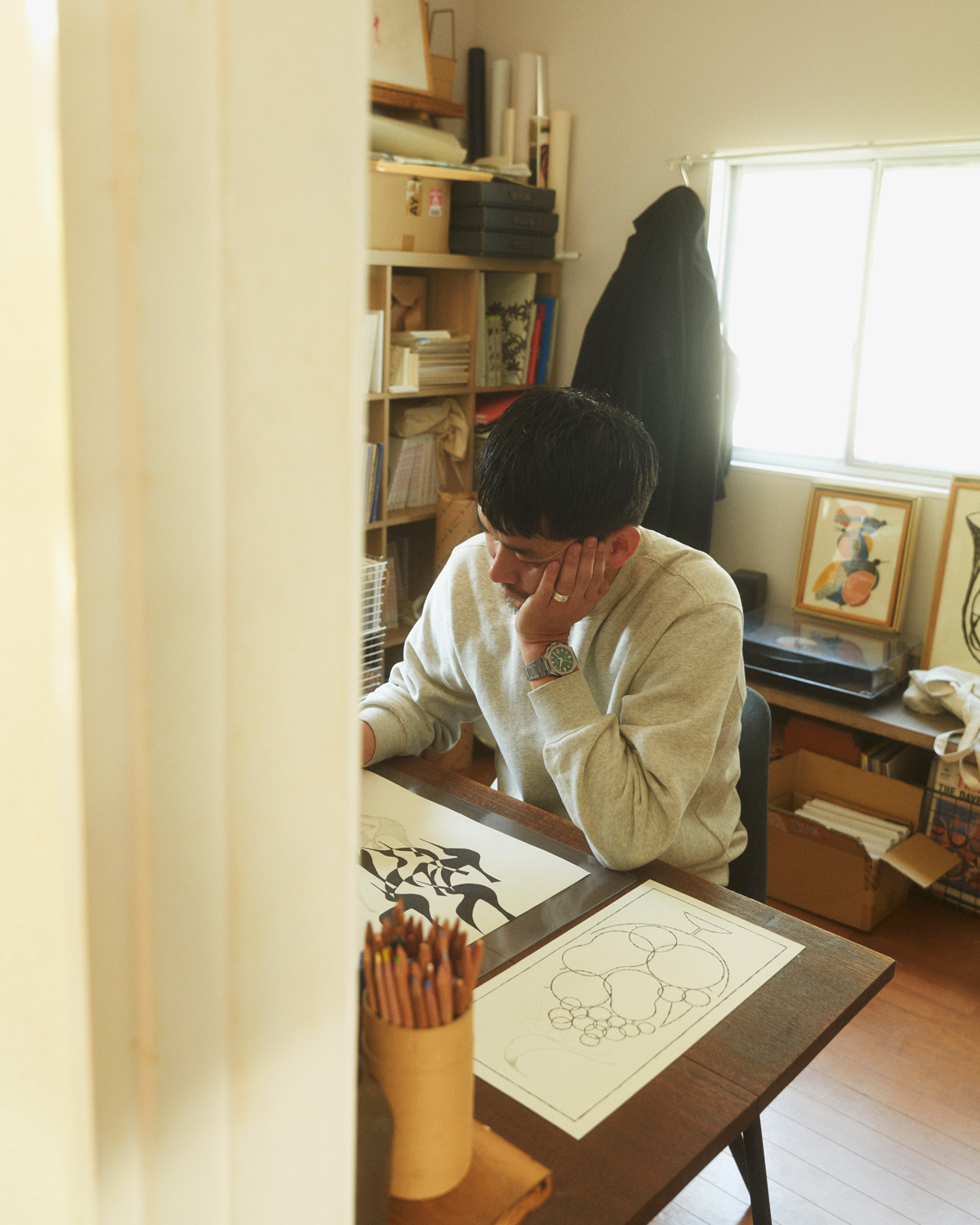 作業中の三原さん