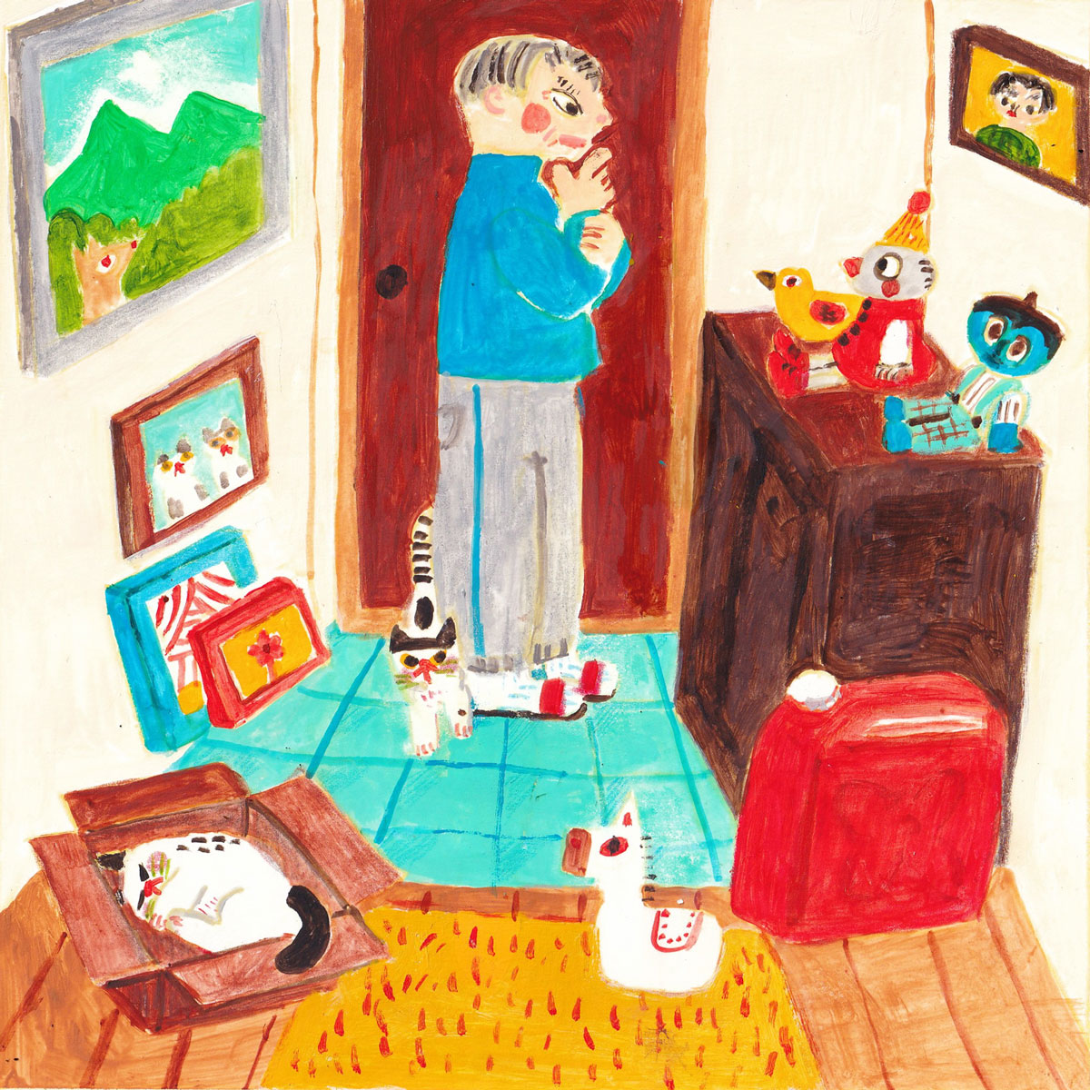 玄関に立つ男性のイラスト