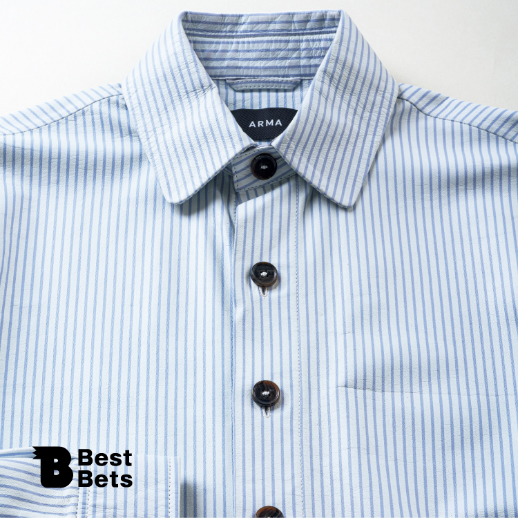 レザーの新しい日常着。〈ARMA〉のストライプシャツ：Brutus Best Bets