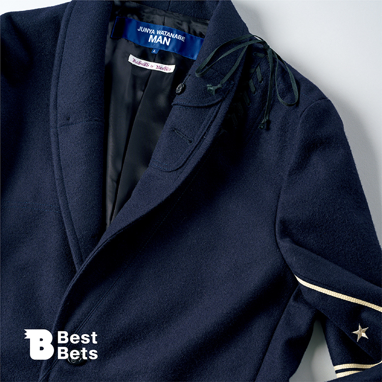 ドレスとマリンの粋な関係。〈JUNYA WATANABE MAN〉 × 〈NEEDLES〉のジャケット：Brutus Best Bets